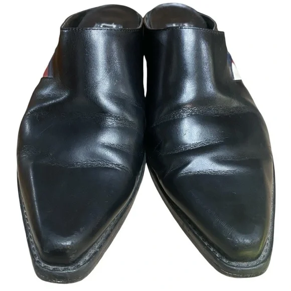 VTG y2k Tommy Hilfiger Black Slip On Mules With Logo On Side Size 6 - Picture 2 of 10